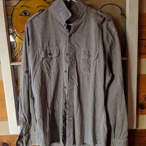 Tommy Hilfiger mens shirt gray XL trim polo